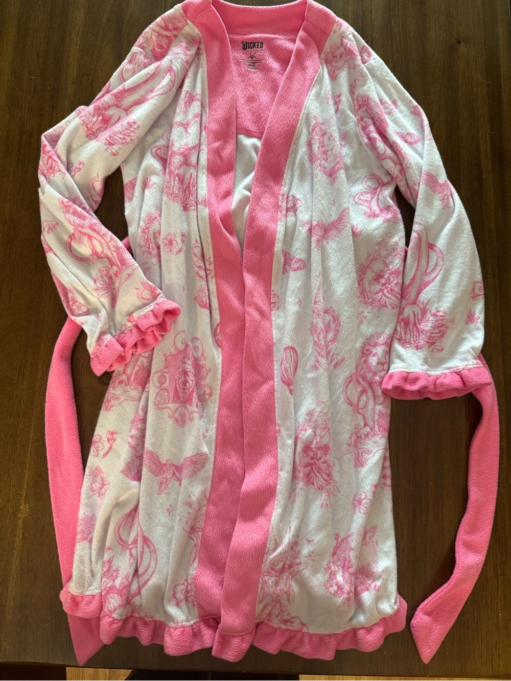 Katie K Pink and White Wicked Kids Robe with Ruffle Trim